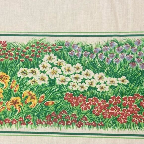 VTG Sunweave Linen Corp Floral Garden Cotton Rectangular Tablecloth 62" x 100" - Picture 2 of 6